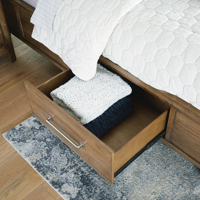 Cabalynn Queen Panel Bed with Storage with Mirrored Dresser, Chest and Nightstand