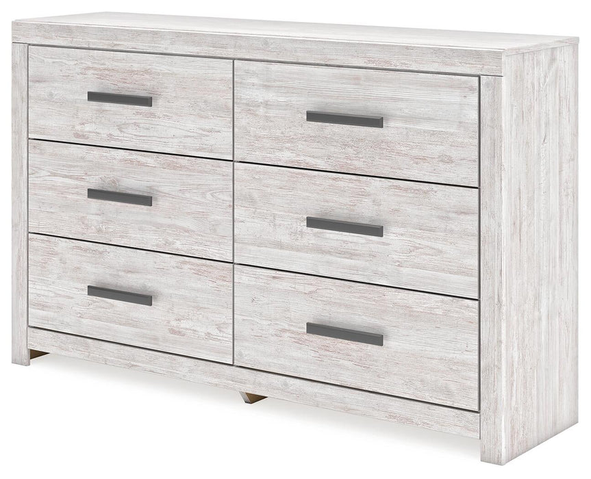 Cayboni Full Panel Bed with Mirrored Dresser