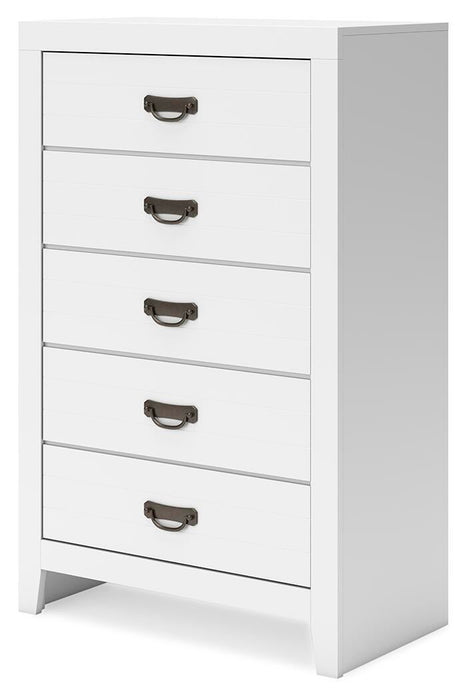 Binterglen California King Panel Bed, Dresser, Mirror, Chest and Nightstand
