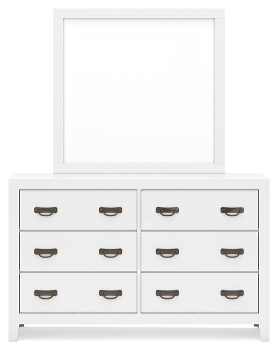 Binterglen California King Panel Bed with Mirrored Dresser