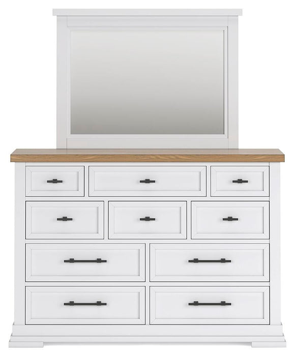 Ashbryn California King Panel Storage Bed, Dresser, Mirror and Nightstand