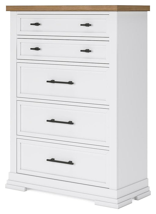 Ashbryn California King Panel Storage Bed, Dresser, Mirror, Chest and Nightstand