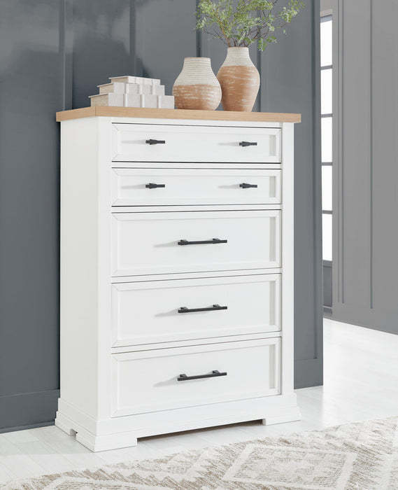 Ashbryn California King Panel Storage Bed, Dresser, Mirror, Chest and Nightstand