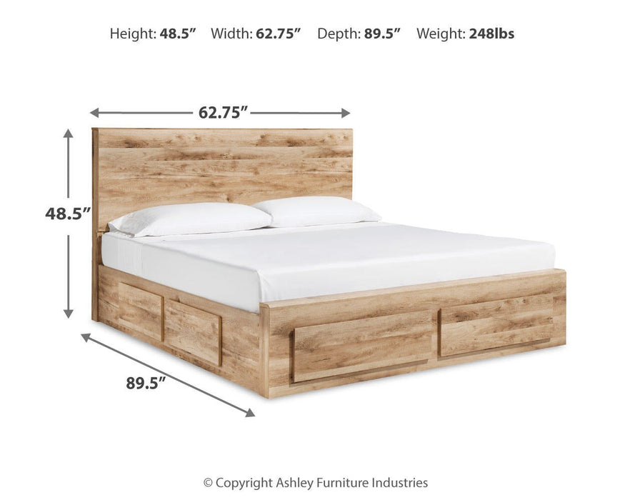 Hyanna Queen Panel Storage Bed with 2 Under Bed Storage Drawer, Dresser and Mirror