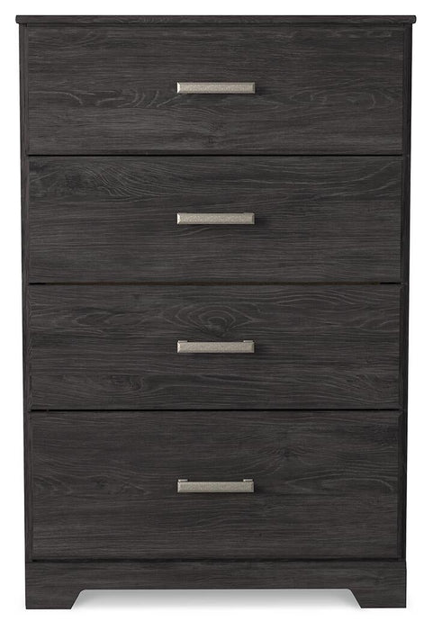 Belachime Twin Panel Bed with Mirrored Dresser, Chest and Nightstand