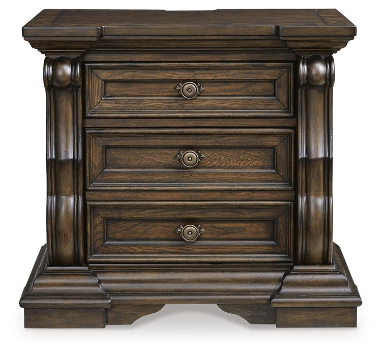 Maylee King Upholstered Bed, Dresser, Mirror, Chest and Nightstand