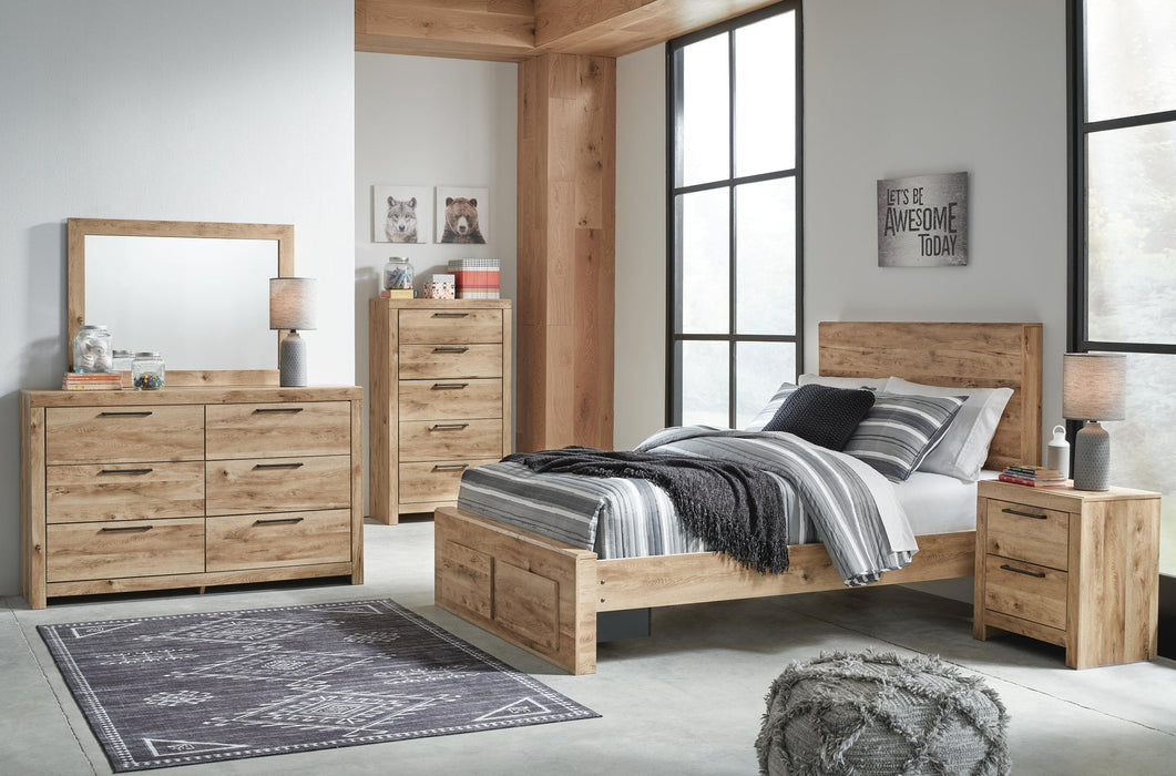 Hyanna Full Panel Storage Bed, Dresser, Mirror, Chest and Nightstand