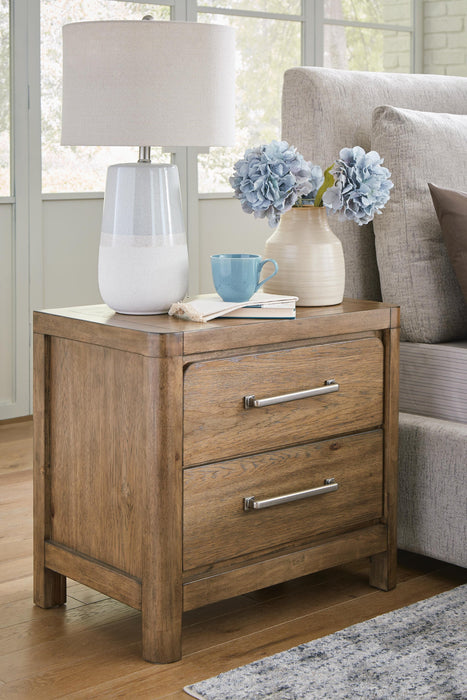 Cabalynn California King Panel Bed with Storage with Mirrored Dresser, Chest and Nightstand