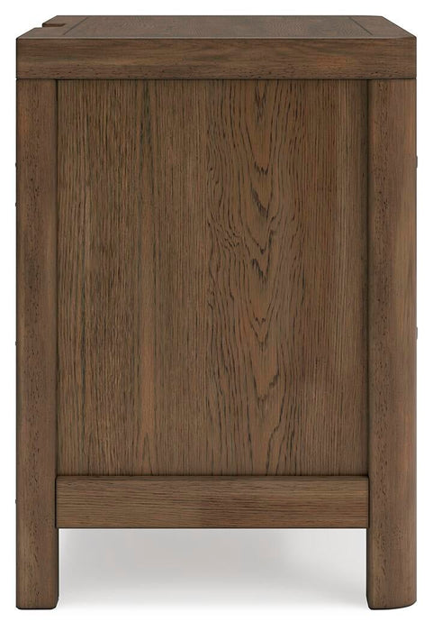 Cabalynn King Panel Bed with Storage with Mirrored Dresser and Nightstand