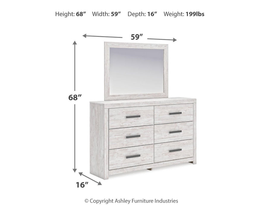 Cayboni King Panel Bed with Mirrored Dresser
