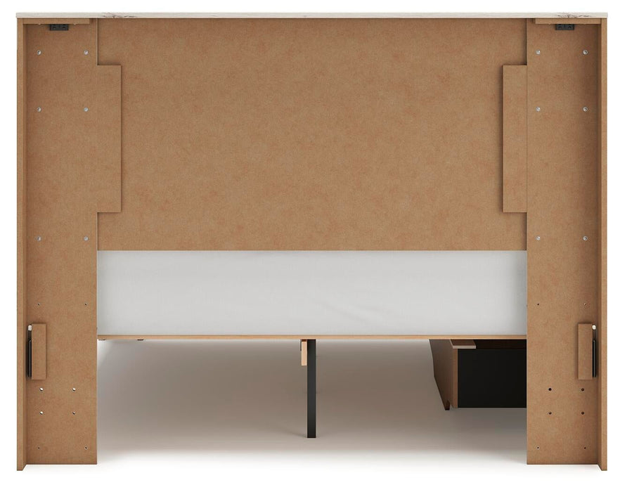 Lawroy Queen Panel Bed with Storage, Dresser, Mirror and Nightstand