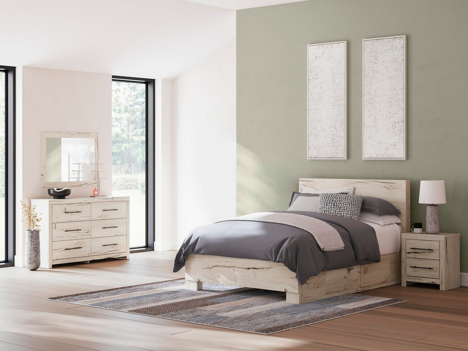 Lawroy Queen Panel Bed with Storage, Dresser, Mirror and Nightstand