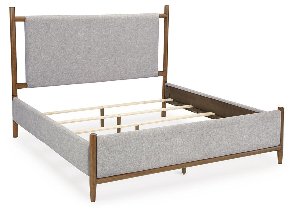 Lyncott Queen Upholstered Panel Bed, Dresser, Mirror, Chest and Nightstand
