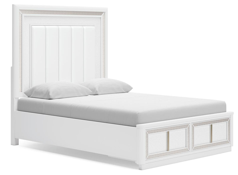 Chalanna Queen Upholstered Storage Bed, Dresser, Mirror, Chest and Nightstand