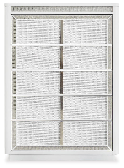 Chalanna Queen Upholstered Storage Bed, Dresser, Mirror, Chest and Nightstand
