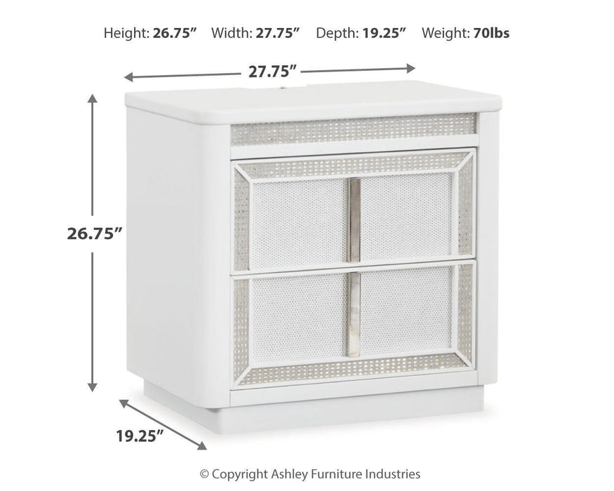 Chalanna Queen Upholstered Storage Bed, Dresser, Mirror, Chest and Nightstand
