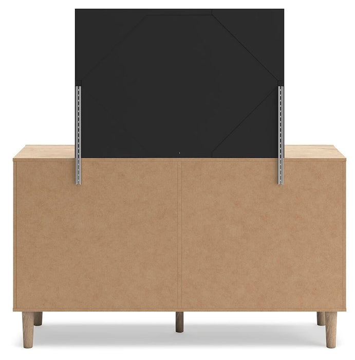 Cielden King Panel Bed with Mirrored Dresser and Nightstand