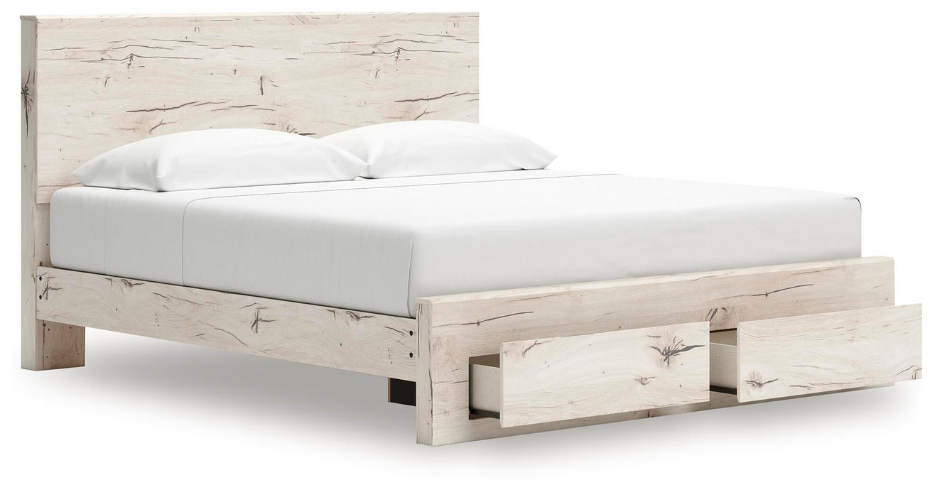 Lawroy King Panel Storage Bed, Dresser, Mirror and Nightstand