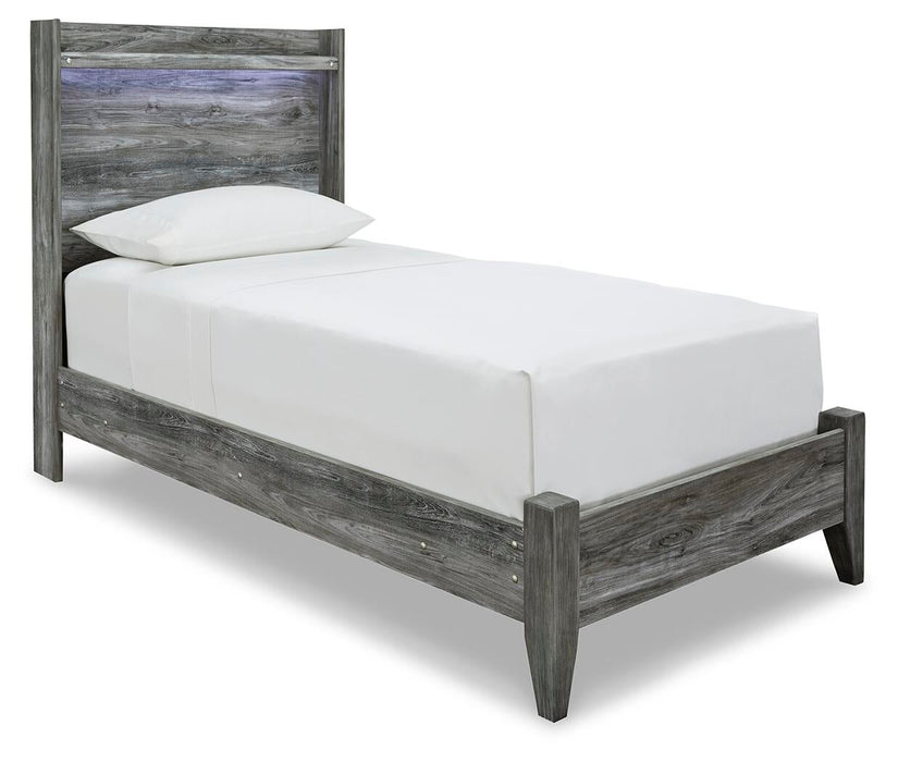 Baystorm Twin Panel Bed with Mirrored Dresser and Nightstand