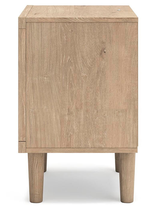 Cielden Full Upholstered Panel Bed with Mirrored Dresser, Chest and Nightstand