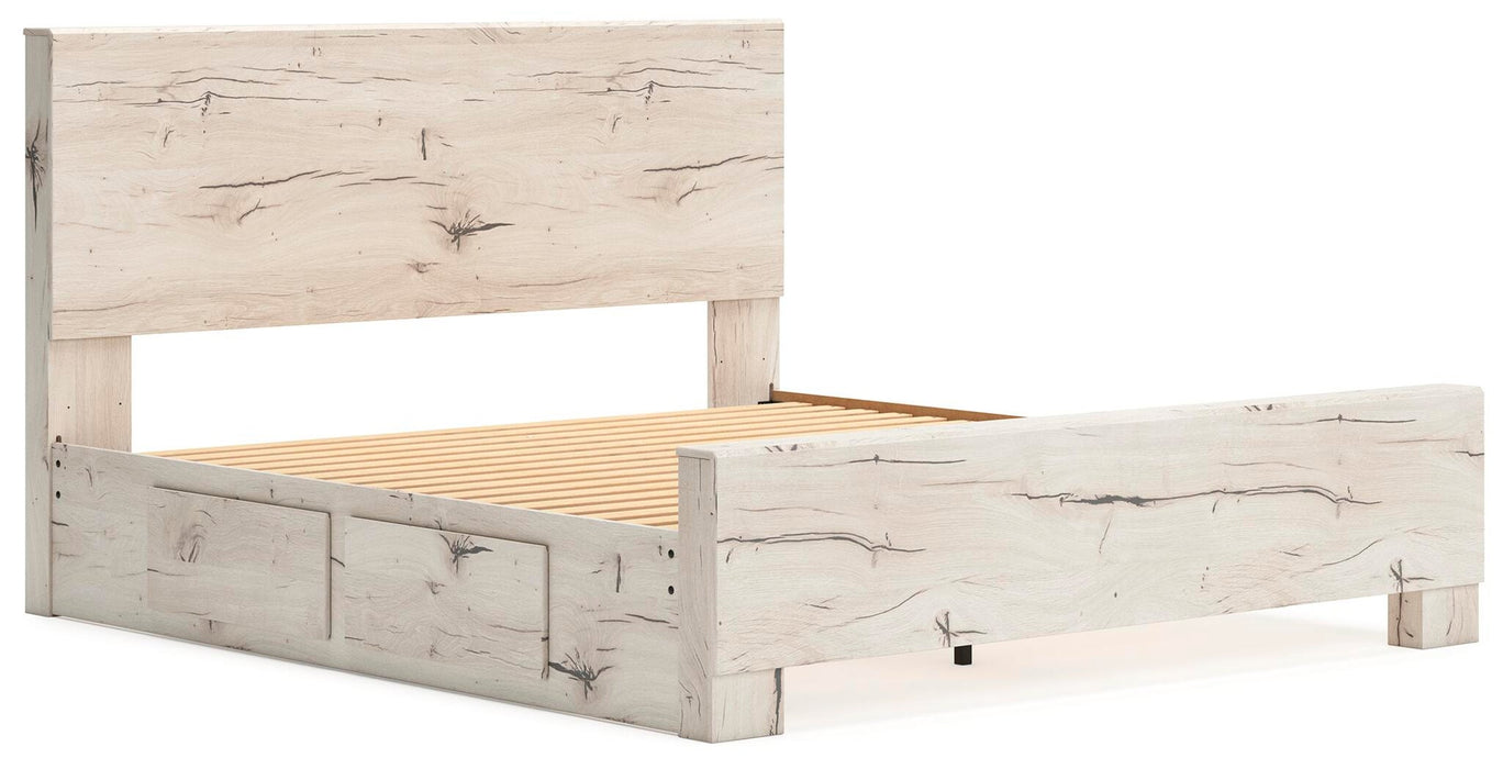 Lawroy King Panel Bed with Storage, Dresser, Mirror, Chest and Nightstand