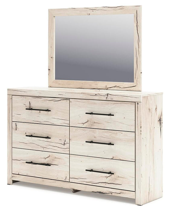 Lawroy King Panel Bed with Storage, Dresser, Mirror and Nightstand