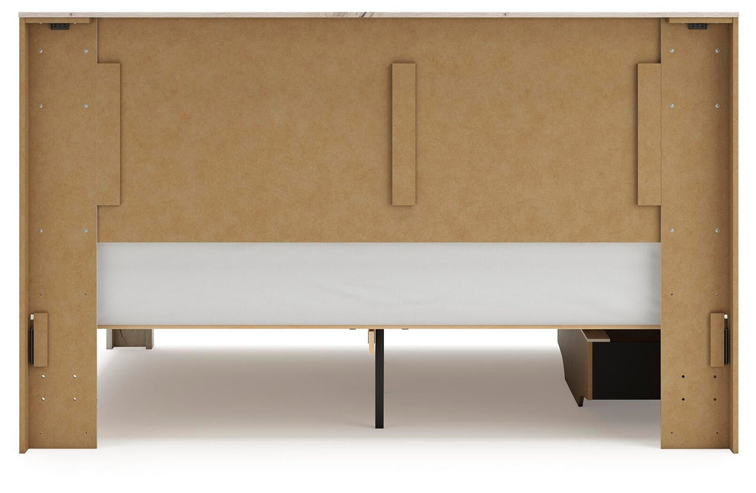 Lawroy King Panel Bed with Storage, Dresser, Mirror and Nightstand