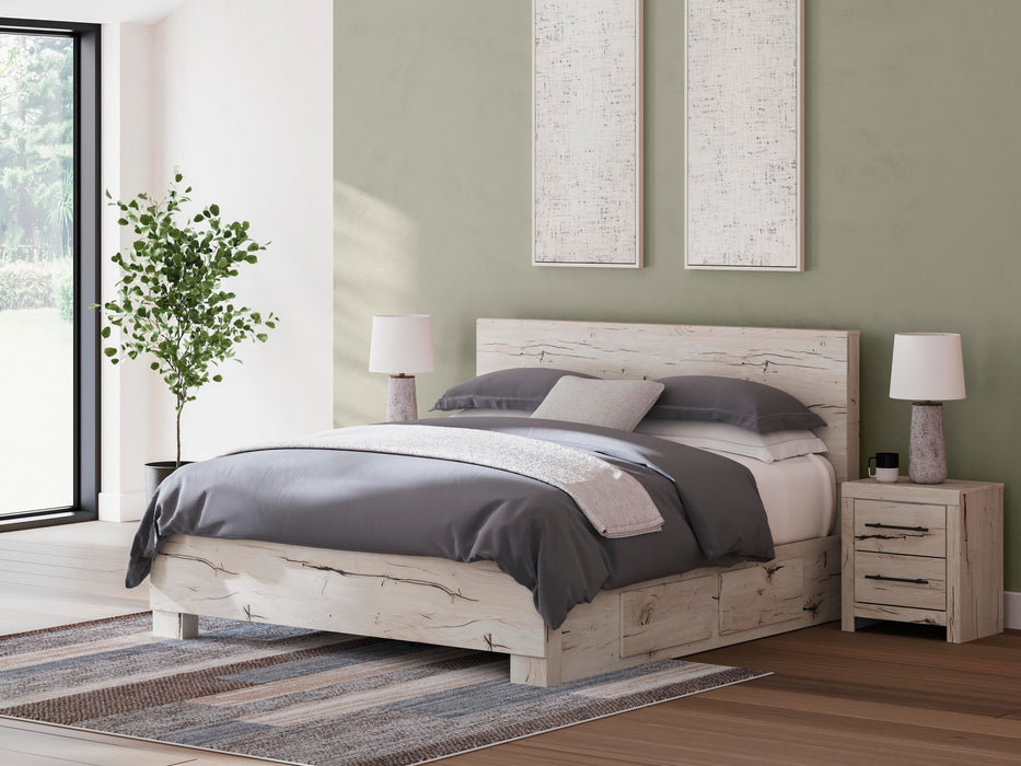 Lawroy King Panel Bed with Storage, Dresser, Mirror and Nightstand