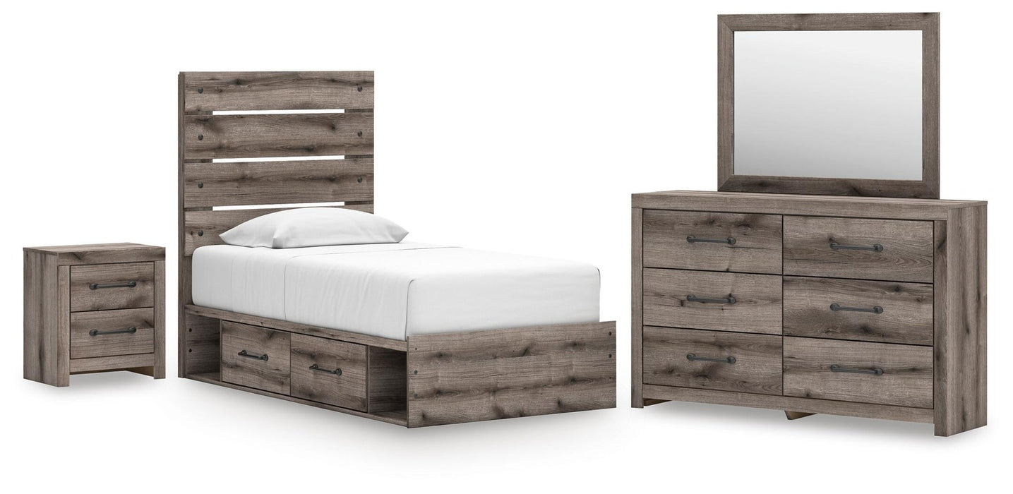 Urbanoore Twin Panel Bed with Storage, Dresser, Mirror and Nightstand