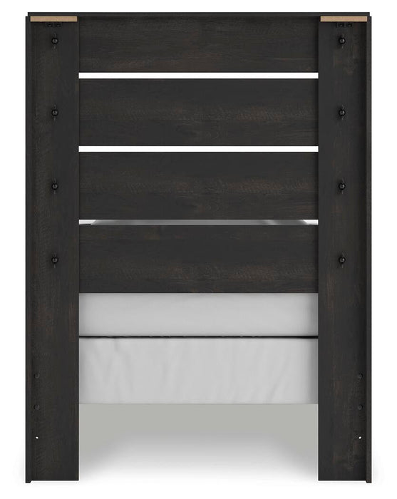 Delmorta Twin Panel Bed, Dresser, Mirror and Nightstand