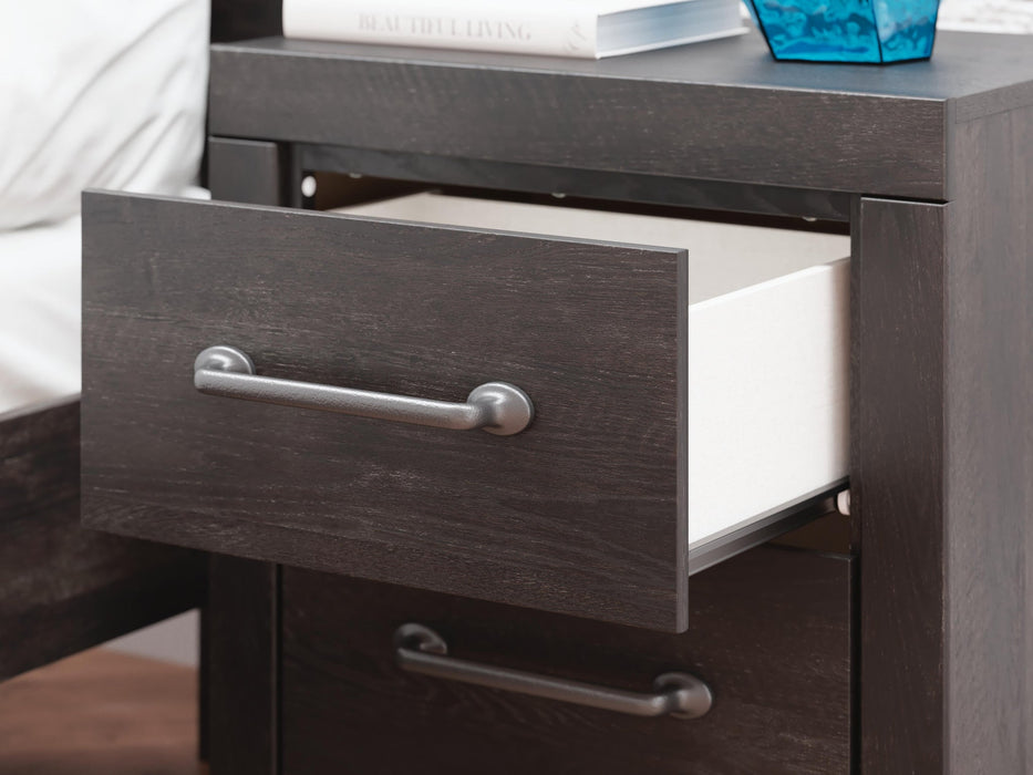 Delmorta Full Panel Bed with Storage, Dresser, Mirror, Chest and Nightstand