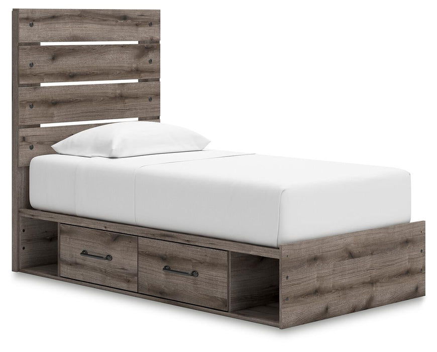 Urbanoore Twin Panel Bed with Storage, Dresser and Mirror