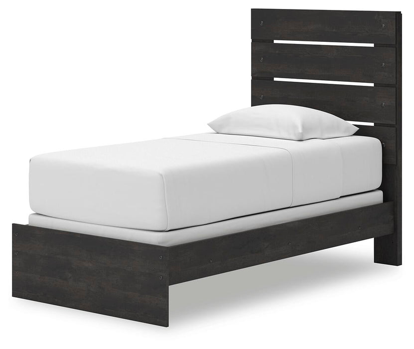 Delmorta Twin Panel Bed, Dresser and Mirror