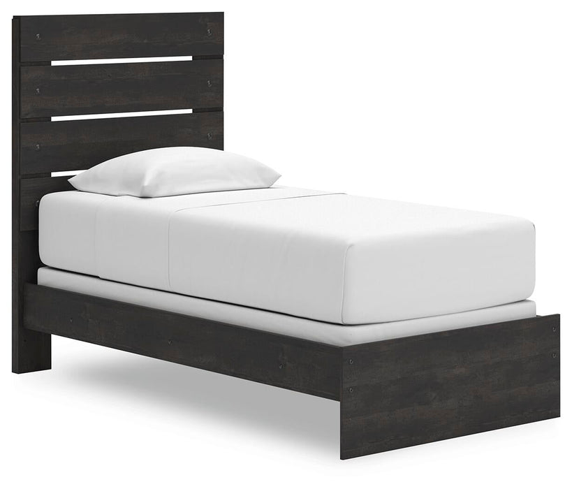 Delmorta Twin Panel Bed, Dresser, Mirror, Chest and Nightstand