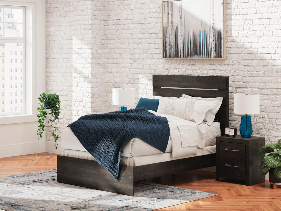 Delmorta Full Panel Bed, Dresser, Mirror and Nightstand