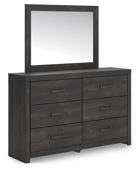 Delmorta Full Panel Bed, Dresser, Mirror, Chest and Nightstand