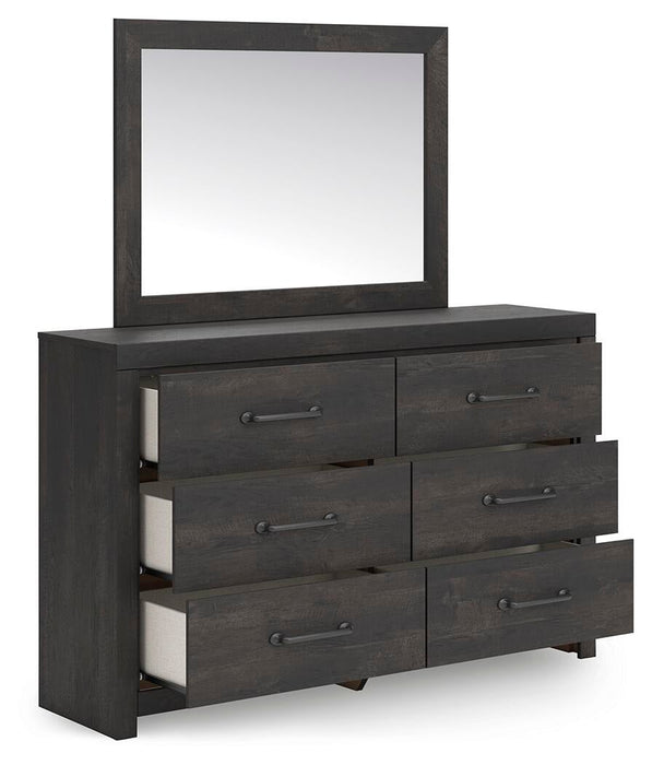 Delmorta Full Panel Bed, Dresser, Mirror, Chest and Nightstand