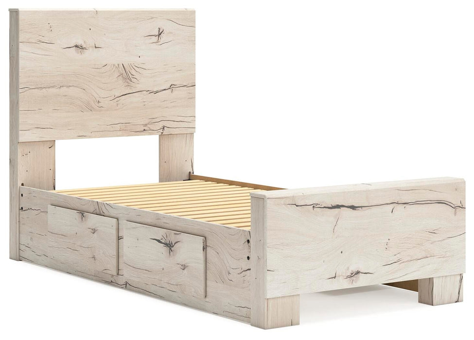 Lawroy Twin Panel Bed with Storage, Dresser and Mirror
