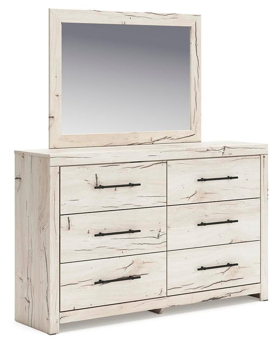 Lawroy King Panel Bed with Storage, Dresser, Mirror and Nightstand