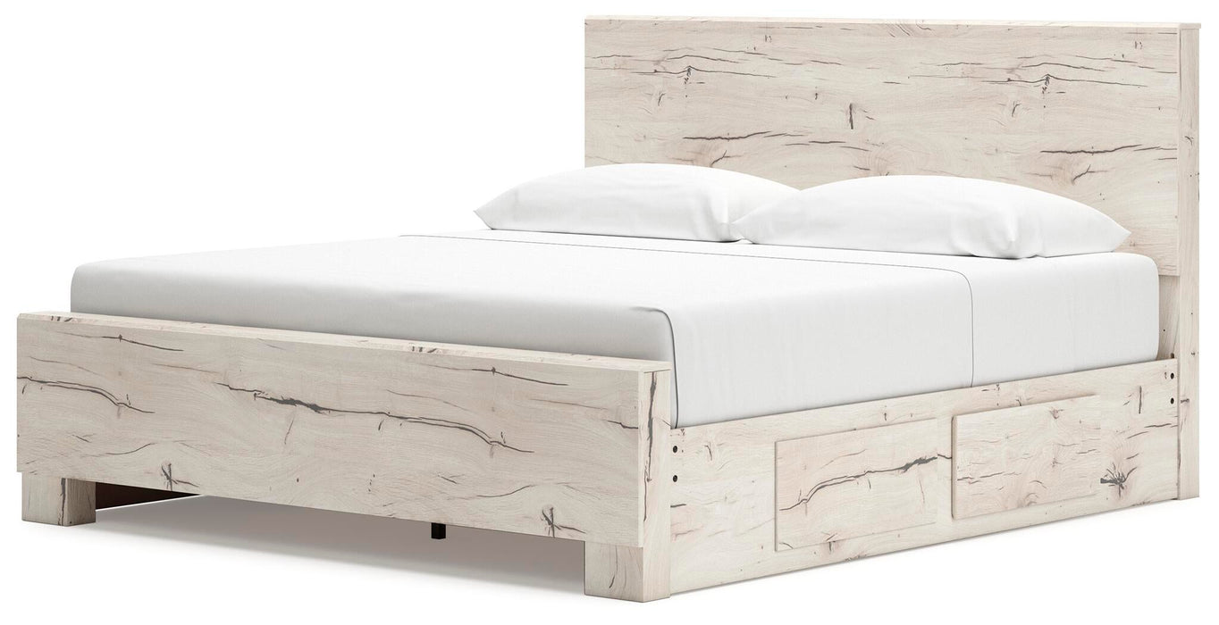 Lawroy King Panel Bed with Storage, Dresser, Mirror, Chest and Nightstand