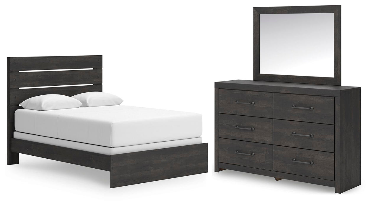 Delmorta Queen Panel Bed, Dresser and Mirror
