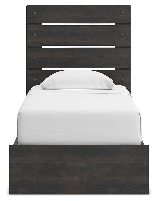 Delmorta Twin Panel Storage Bed, Dresser, Mirror, Chest and Nightstand