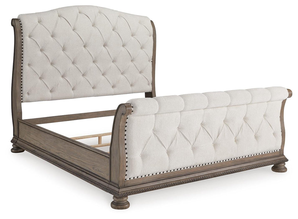 Ardenfield King Upholstered Sleigh Bed, Dresser, Mirror, Chest and Nightstand