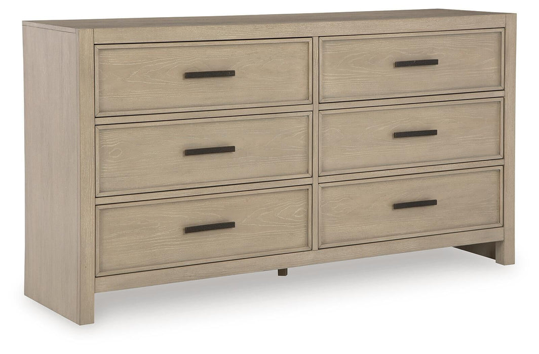 Calmoro King Bookcase Bed with Mirrored Dresser