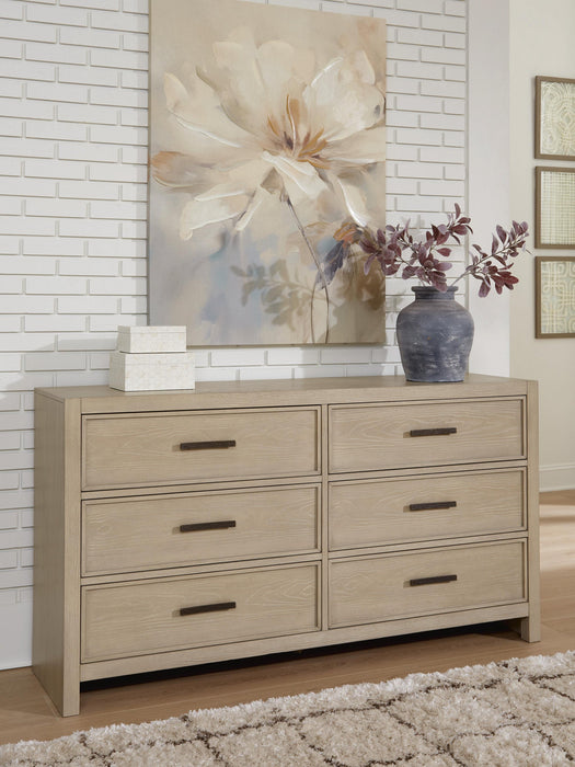 Calmoro King Bookcase Bed with Mirrored Dresser