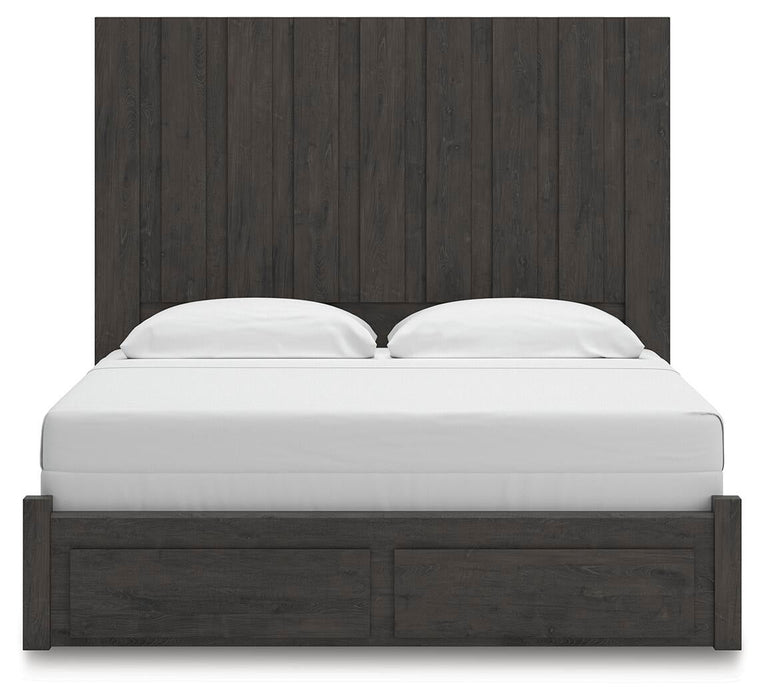 Parlayon King Panel Storage Bed, Dresser, Mirror, Chest and Nightstand