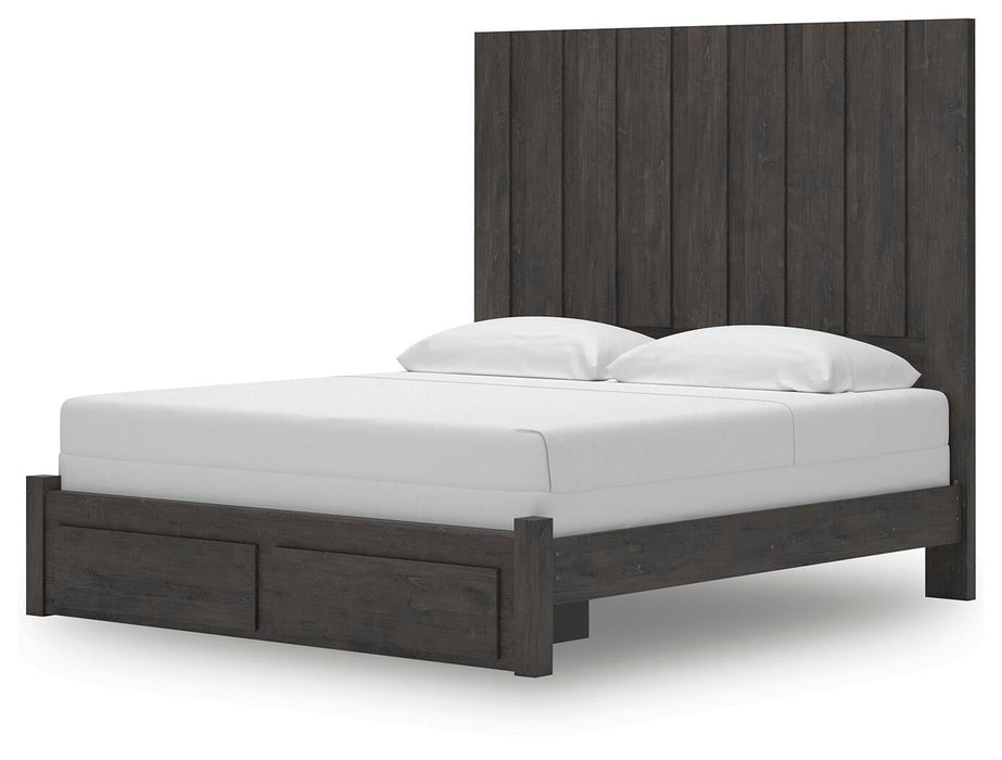 Parlayon King Panel Storage Bed, Dresser, Mirror, Chest and Nightstand