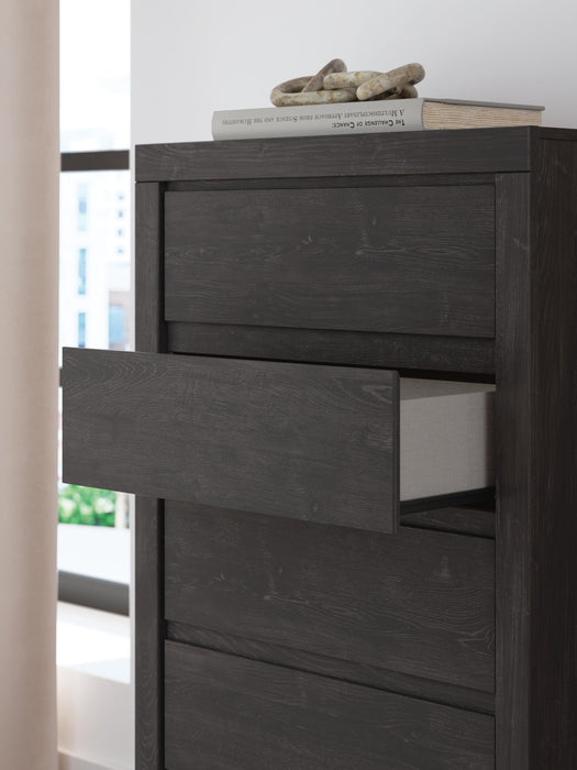 Parlayon King Panel Storage Bed, Dresser, Mirror, Chest and Nightstand