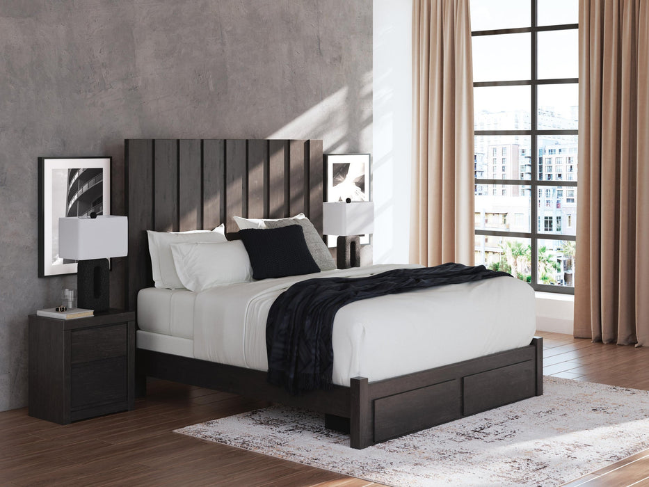 Parlayon King Panel Storage Bed, Dresser, Mirror, Chest and Nightstand