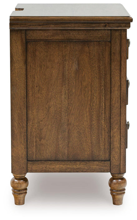 Sturlayne Queen Upholstered Panel Bed, Dresser, Mirror, Chest and Nightstand